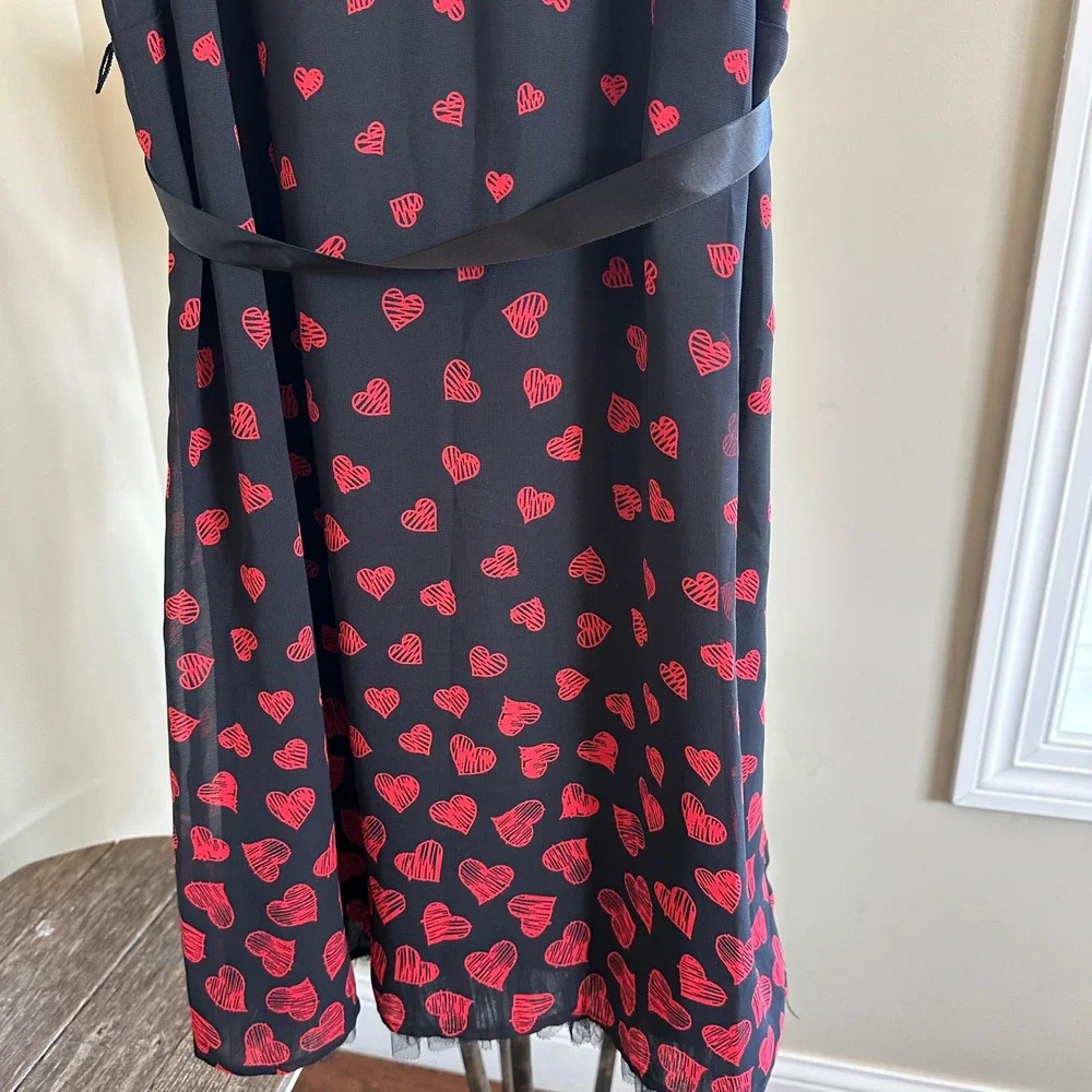 Disney D-Signed Queen of Hearts Black Red Sleeveless Ribbon Dress Kids‎ L 14 16
